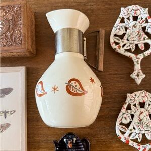 Vintage Cream and Brown Leaves Ceramic Pitcher